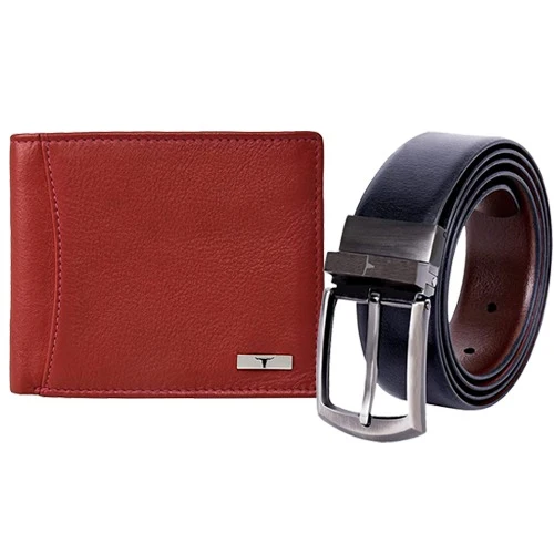 Charming Urban Forest Mens Wallet N Reversible Belt Set