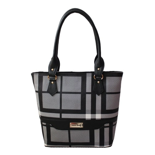 Amazing Checkered Bag for Her with Black Handle