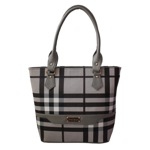 Dual Partitions Bi Color Checkered Bag for Ladies