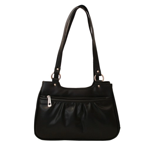 Sleek Black Shoulder Bag for Women with Both Side Zip