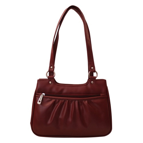 Impressive Maroon Double Zip Ladies Shoulder Bag