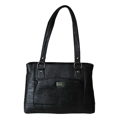 Black Vegan Leather Bag for Her with Dual Chambers