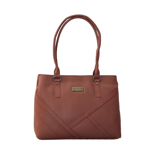 Modish Tan Vanity Bag for Women with Front Zip