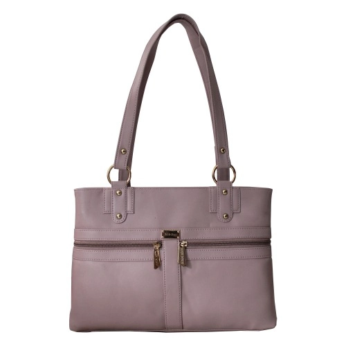 Beige Shoulder Bag for Ladies with Front Zip