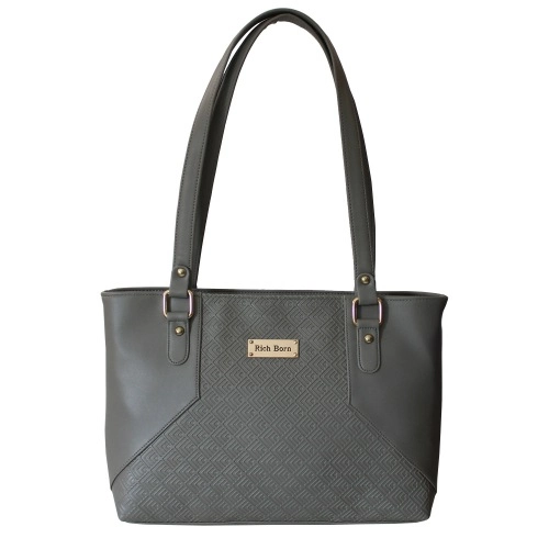 Trendy Embossed Design Ladies Grey Shoulder Bag