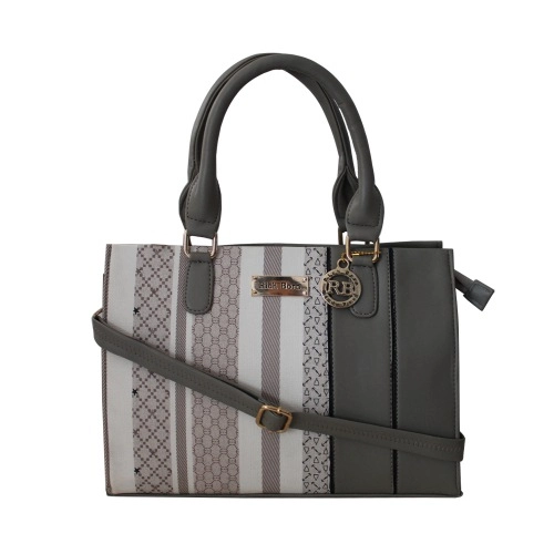 Classy Striped N Plain Combination Ladies Vanity Bag