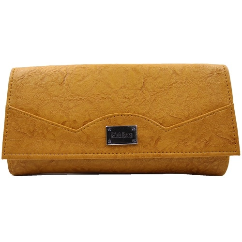 Rich Yellow Womens Flap Patti Sides Taper Clutch Wallet