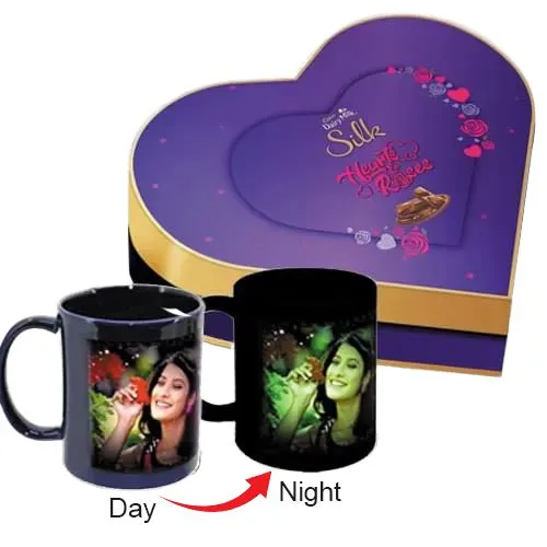 Wonderful Personalized Photo Radium Mug n Heart Chocolate Box