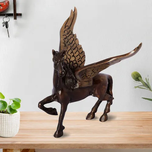 Splendid Antique Finish Brass Flying Angel Horse