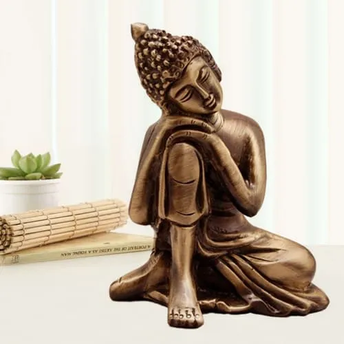 Beautiful Relaxing Buddha Metal Showpiece