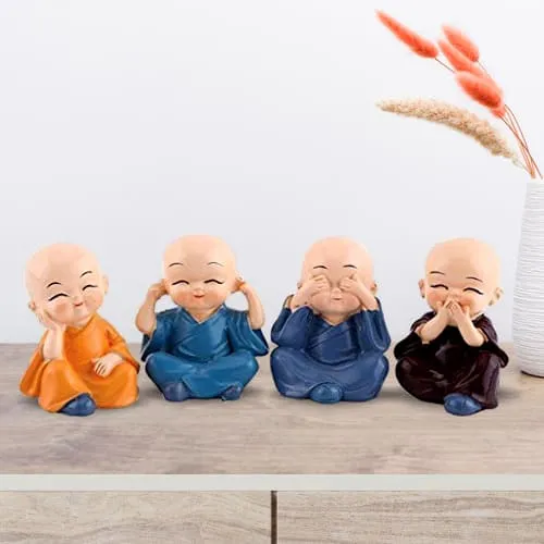 Mesmerizing Four Monk Buddha Autographix Statue