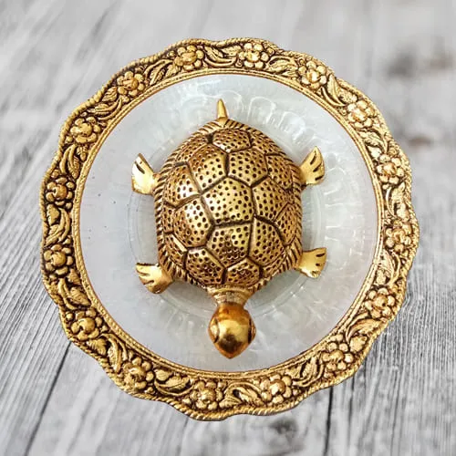 Marvelous Feng Shui Metal Tortoise On Plate