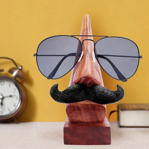 Exquisite Handmade Nose Shape Spectacle Stand with Moustache