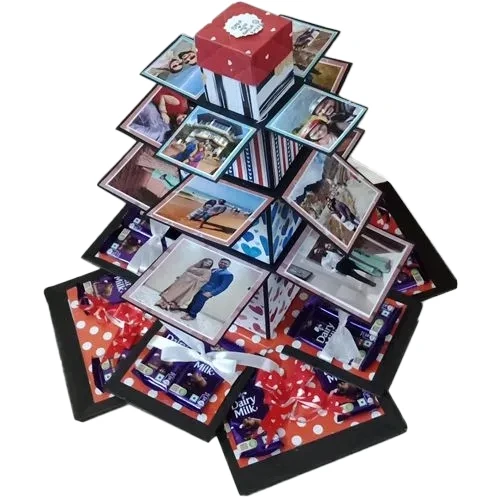 Amazing Customized 7 Step Explosion Box of Photos N Chocolates