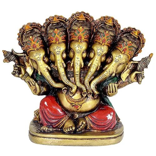Spiritual Panchmukhi Lord Ganesha Resin Idol