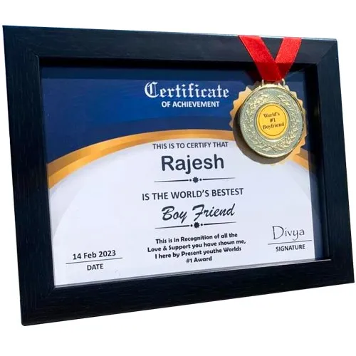 Astonishing Personalized Certificate of Best Boyfriend with Medal