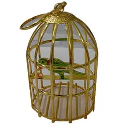 Buy Golden Plated Bird Cage with Colorful Parrot