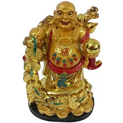 Deliver Standing Golden Laughing Buddha
