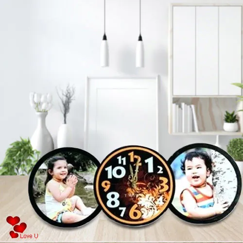 Special Personalized Table Clock with Twin Photo