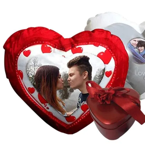 Send Heart Shaped Cushion with Tin Box