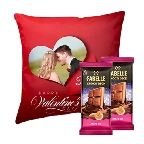 Send Personalized Cushion with ITC Fabelle Chocolate Twin Bars