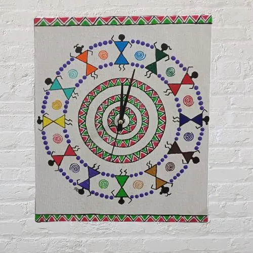 Stunning Warli Art Handmade Wall Clock