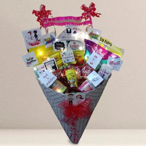 Fun Filled Snacky Goodies Cone Hamper