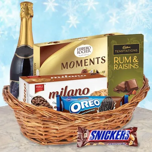 Lovely Chocolaty Gift Basket with Fruit Wine