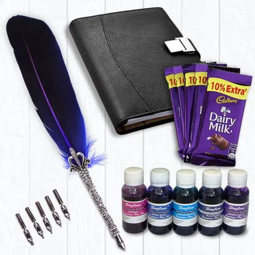 Fantastic Calligraphy Quill Set with Ink n Chocolates