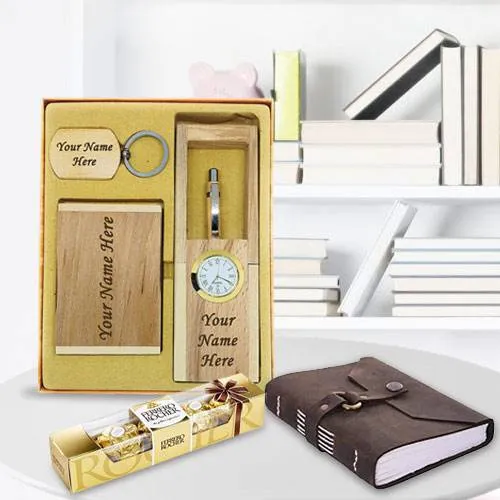 Fantastic Personalized Wooden Office Stationery Set