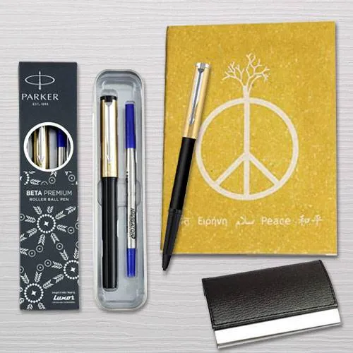 Amazing Parker Pen with Diary Planner and Visiting Card Holder