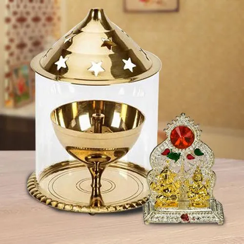 Exquisite Borosilicate Glass with Akhand Diya N Ganesh Laxmi Mandap