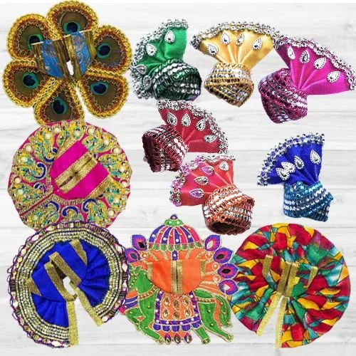 Remarkable Pack of 5 Laddu Gopal Dress with Jewellery Set N 6 Pcs Pagdi