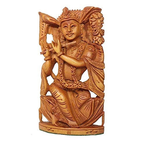 Marvellous Sandalwood Carved Lord Krishna Idol