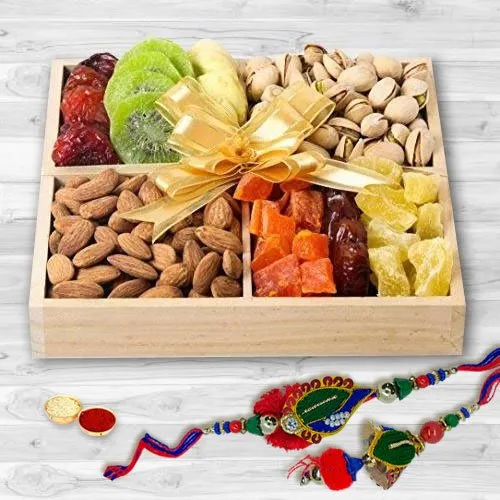 Eye Catching Lumba  N  Rakhi Set with Assorted Dry Fruits