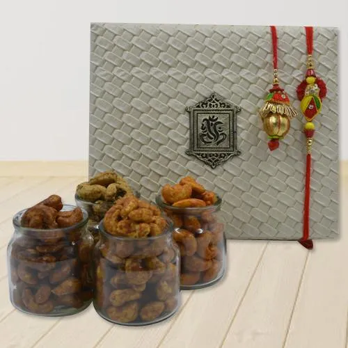 Showy Lumba Rakhi Set with Assorted Cashews