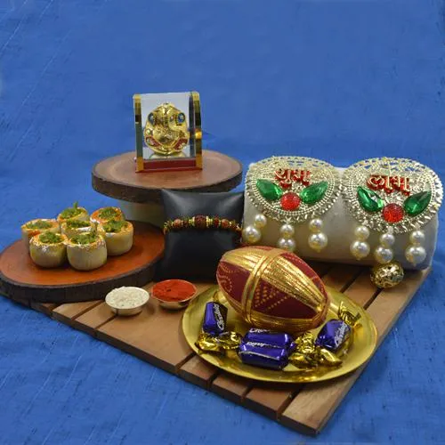 Fabulous Rudraksha Rakhi with Puja Items, Haldiram Sweets N Chocolates