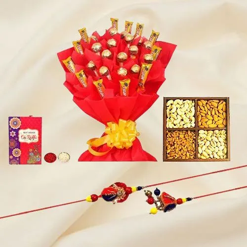 Pair Rakhi with Fancy Chocolate Bouquet