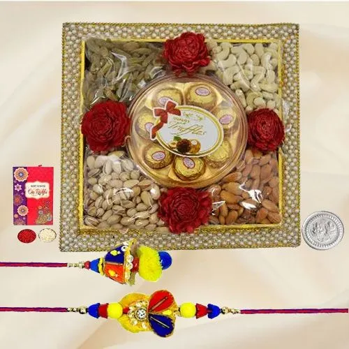 Awesome Hamper Couple Rakhi n Dry Fruits