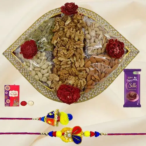 Couple Rakhi N Goodness Dry Fruits Combo