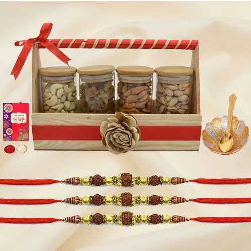 Elegant Dry Fruit Boxes n Rudraksha Rakhi