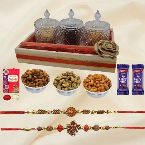 Blissful Duo Auspicious Rakhi with Dry Fruits