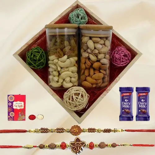 Splendid Dry Fruits Kits with Auspicious Rakhi