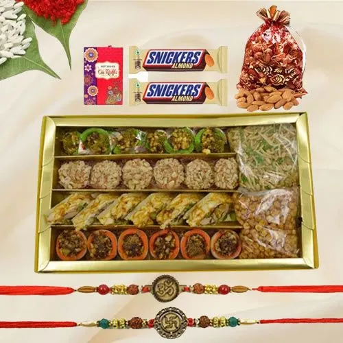 Auspicious Rakhi with Sweetness Galore