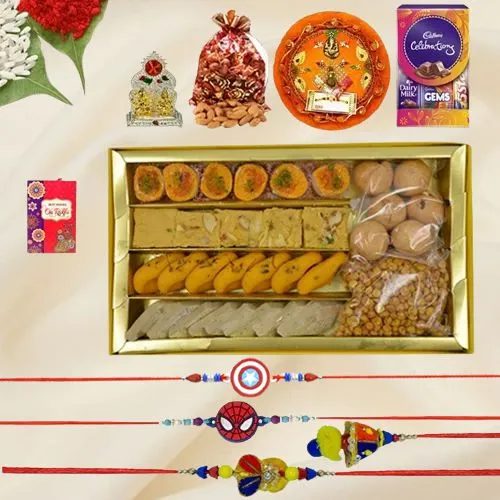 Family Rakhi with Sweets Diva