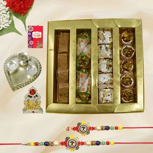 Couple Rakhi n Sweets Platter