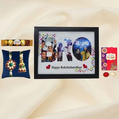 Ferro Rocher with Couple Rakhi Personalized Photo Frame