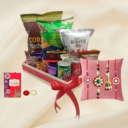 Foodies Galore Snack Baskets with Exotic Family Rakhi