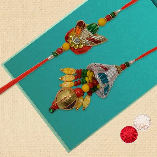 Kesaria Couple Rakhi Lumba with Roli Tika