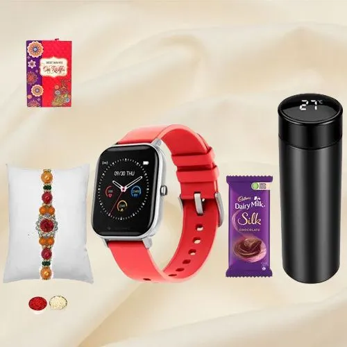 Stone Rakhi with Smart-Watch for Fitness-Crazy Bro
